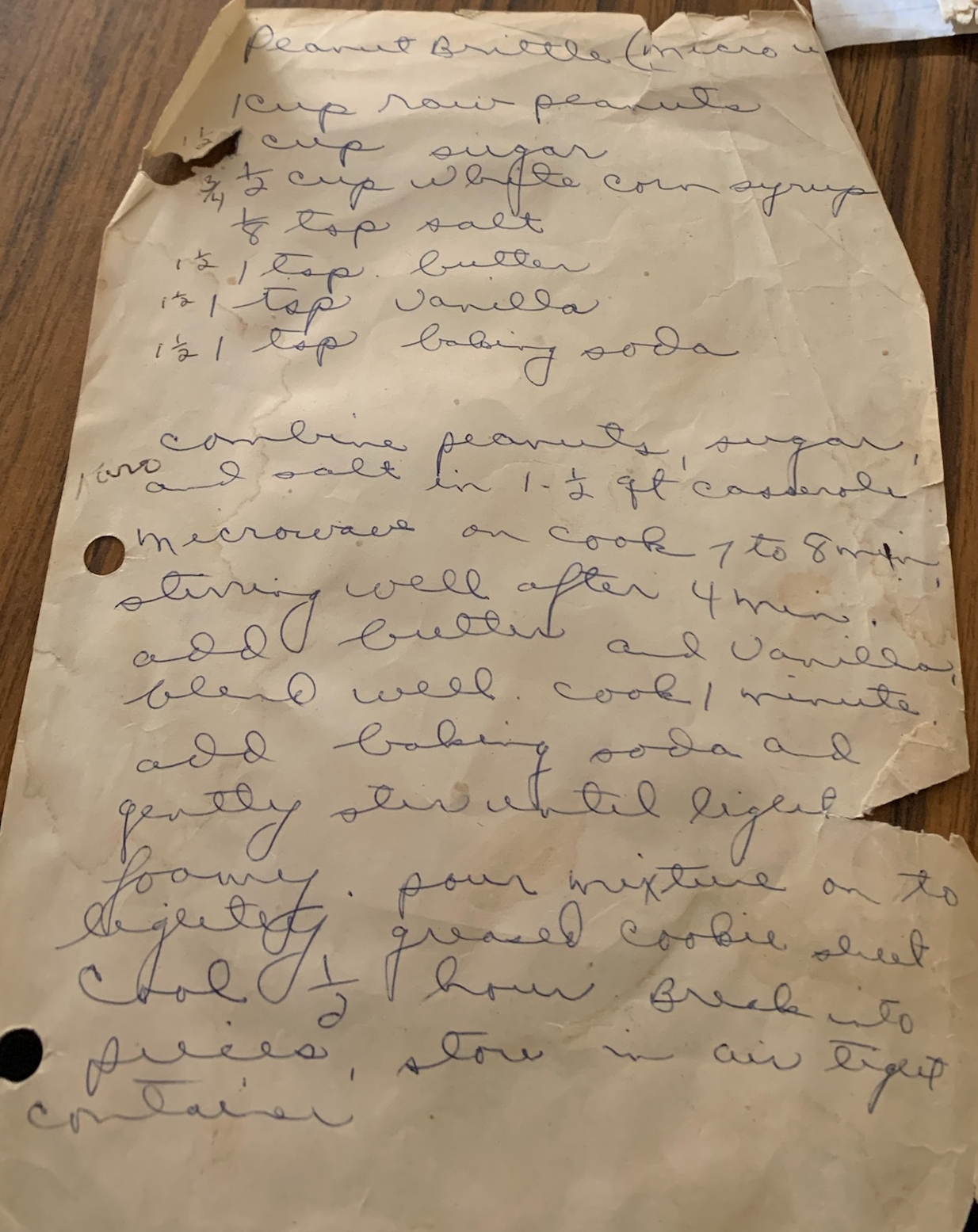 recipe sheet